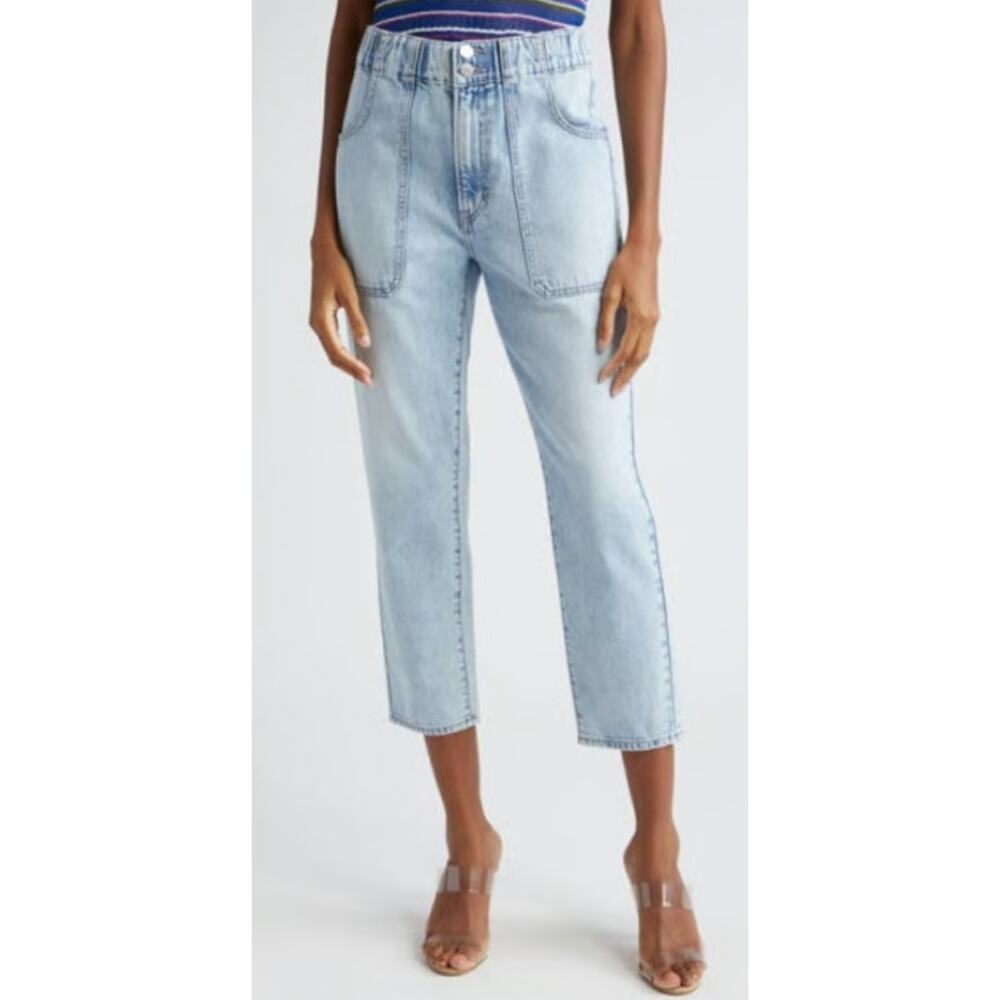 Veronica Beard Arya Jeans Blue Elastic Waist High Rise Straight Denim Size 29